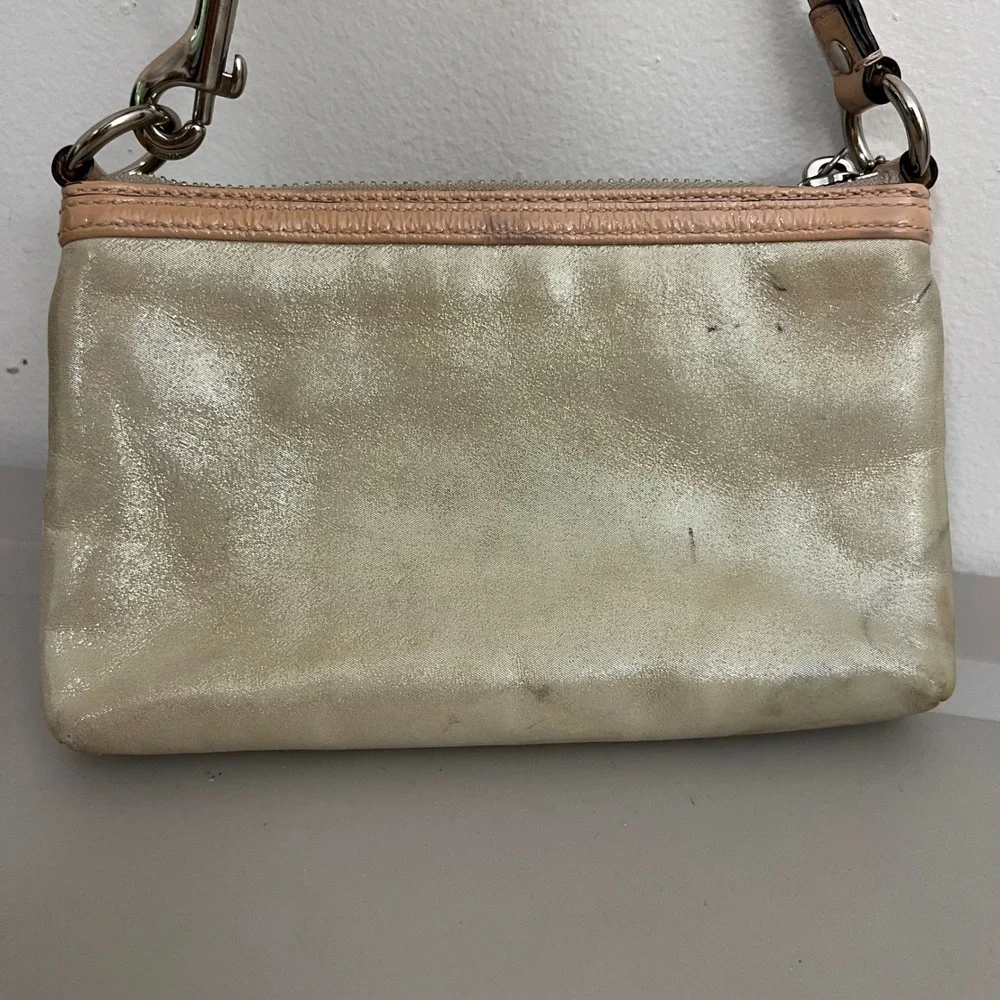 Coach Poppy Small Wristlet Bag W Tag Charm Champagne Gold Y2K READ